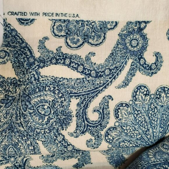 Waverly "Hidden Treasure" Blue and White Paisley Fabric 52x34 1.5Y Linen Cotton - Picture 4 of 7